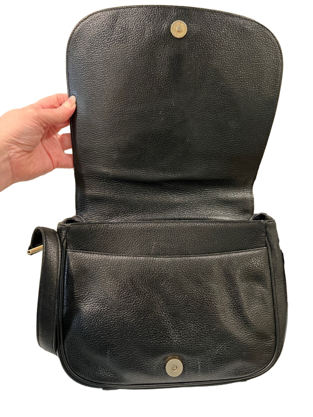 MCM Black Leather Crossbody Bag with Gold Accents - Picture 10 of 15